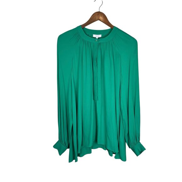 Reiss NWT Gwen Green Long Gathered Blouson Sleeve Cocktail Business Blouse - Picture 12 of 16